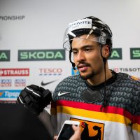 Colin Ukbekile von Team Deutschland im Interview während des Spiels zwischen den USA und Deutschland am 11.05.2024 in Ostrava, Tschechien. (Foto von Moritz Eden / City-Press GmbH Bildagentur)